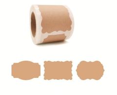 Kraftpappersetikett på rulle, 3 motiv, 100 st, 50x75mm