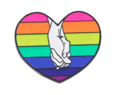 Hand i hand emaljpin - HBT-hjärta 32x26mm