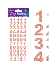 Siffror i rosa guld på klistermärkearket