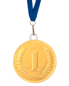 Chokladmedalj - nummer 1 - rund 75mm  
