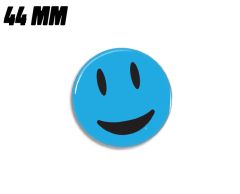 Blå mycket glad smiley magnet 44 mm