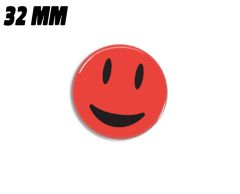 Röd mycket glad smiley magnet 32 mm