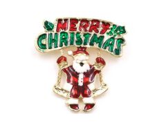 Merry Christmas jultomte på gunga brosch