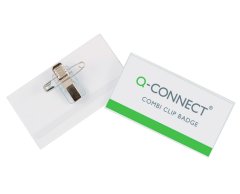 Namnskylt 54x90mm med kombiklämma och blankt inlägg