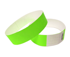 Neon lime Tyvek-armband utan tryck med säkerhetslim