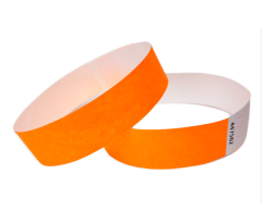 Neonorange Tyvek-armband utan tryck med säkerhetslim