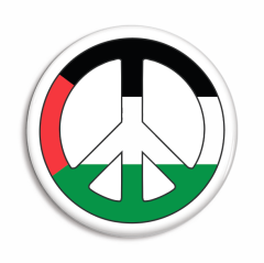 Palestinaflaggs-badge med fredssymbol - vit kant