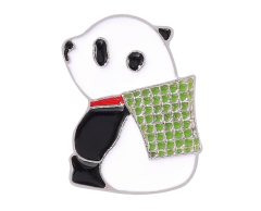 Söt panda pin med flätad korg 23x19mm