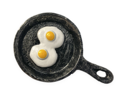 Stekpanna med ägg, 3D kylskåpsmagnet, 70x44mm