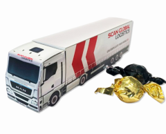 Stor lastbil med choklad - Skuren i kartong med er design