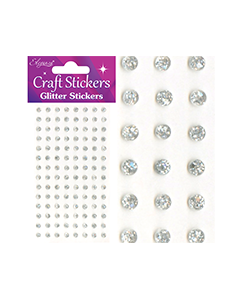 Silverpärlklistermärken med glitter - 4mm, 112 st