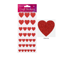 Röda glitterhjärtan klistermärken