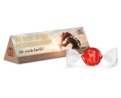Reklamtriangel med Lindt chokladbollar