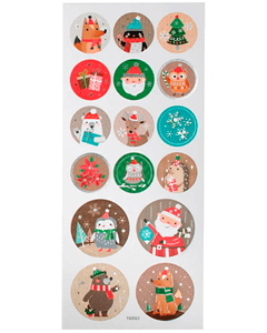 Runda jul klistermärken på ark