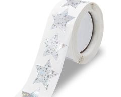 Silver stjärnor hologram klistermärken, 25mm, 500 st.