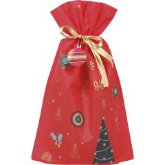 Stor röd julpåse med julmotiv 33x50cm
