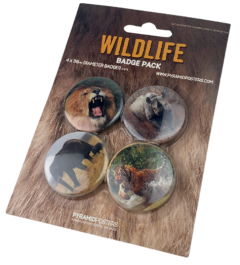 Knapp-paket med djur - 4 st. Noshörning, lejon, elefant, tiger