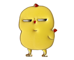 Skeptisk kyckling rolig emaljpin 28x20mm