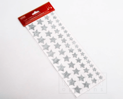 Glitter silver stjärnklistermärken, 54 st.