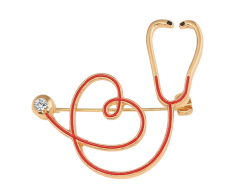 Stetoskop hjärtpinsbrosch för läkare och sjuksköterskor 40x40mm