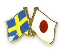 Sverige - Japan flagga vänskapsnål, 25x20mm