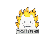 This is fine meme pin - Katt med lågor 29x25mm