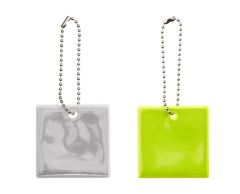 Fyrkantig reflex i kedja - med egen logga