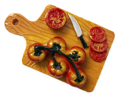 Kylskåpsmagnet, skärbräda med färska tomater, 3D-magnet, 70x42mm