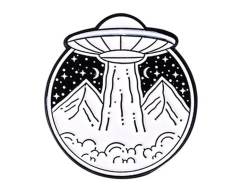 UFO rymdskeppspin med landskap 24x26mm